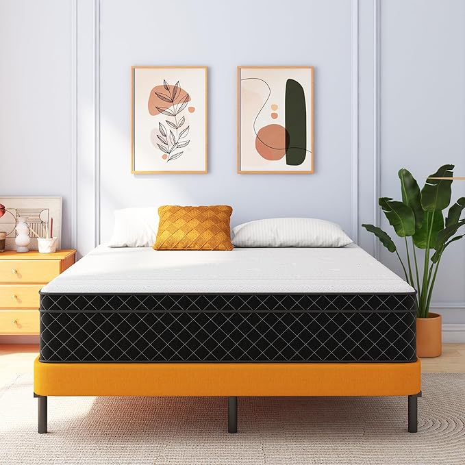Queen Mattress, 12 Inch Queen Size Mattress Bed in a Box, Memory Foam & Pocket Springs, Medium Feel, Cool Sleep & Pressure Relief, 120-Night Trial