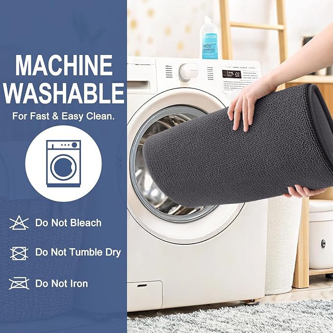 OLANLY Thick Memory Foam Bath Mat Rug 36x24, Extra Soft Absorbent Bathroom Rug, Quick Dry Bath Mats, Non-Slip, Machine Washable Carpet for Bathroom, Tub and Shower, Home Decor Accessories, Dark Grey