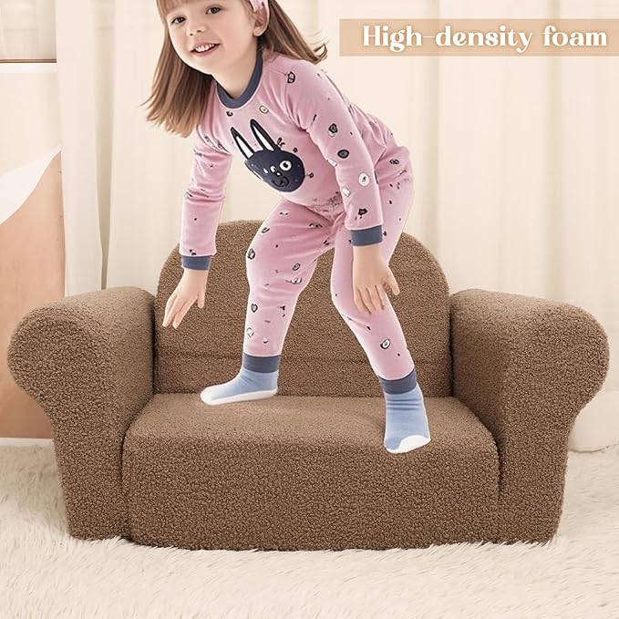Chairs for Toddler, 2-in-1 Toddler Soft Teddy Baby Couch Fold Out, Convertible Chair to Lounger for Girls and Boys|Safety Certified | Gift for Children