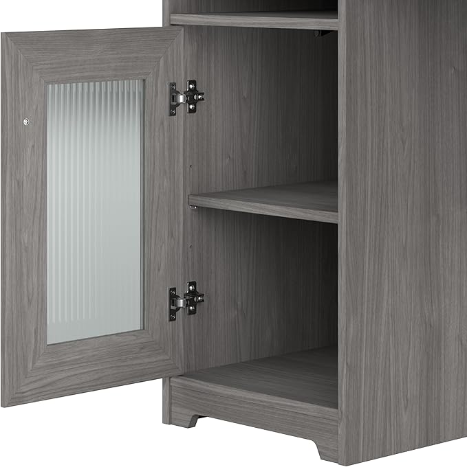 Bush Furniture Cabot L Shaped Computer Desk in Modern Gray | Corner Table with Drawers and Storage for Personal Home Office Workspace