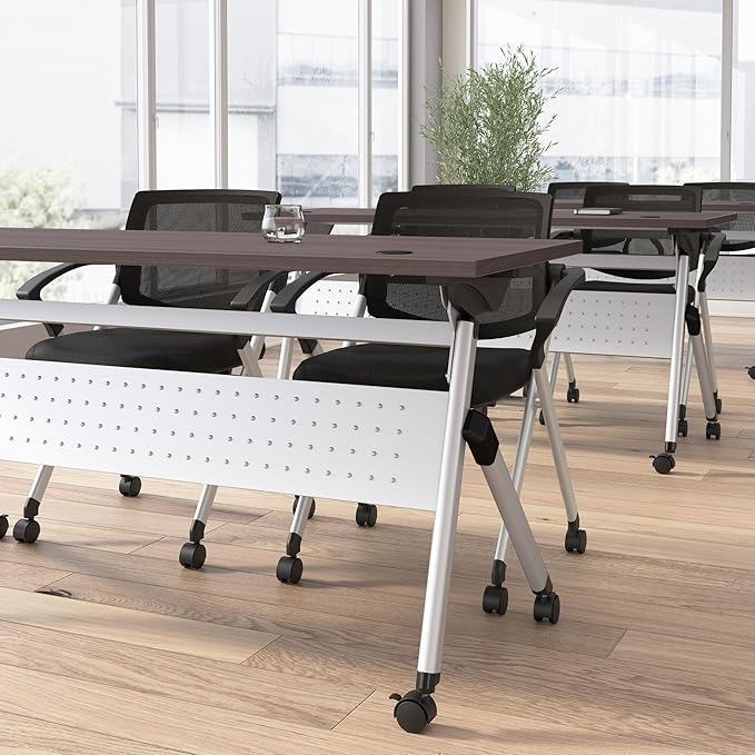 Bush Business Furniture Folding Training Table, 72 inch Desk, Commercial-Grade Bundle for Office or Classroom, Envision Collection, Gray