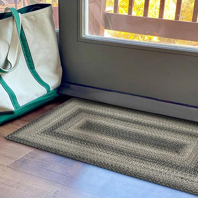 Homespice Flint Hill Braided Rugs Runners 22x72 - Gray Jute Kitchen Runner for Primitive Decor