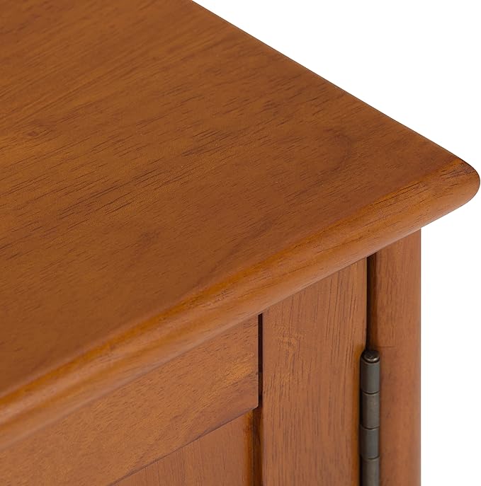 SIMPLIHOME Draper SOLID HARDWOOD 60 inch Wide Mid Century Modern TV Media Stand in Teak Brown For TVs up to 65 inches for the Living Room and Entertainment Center
