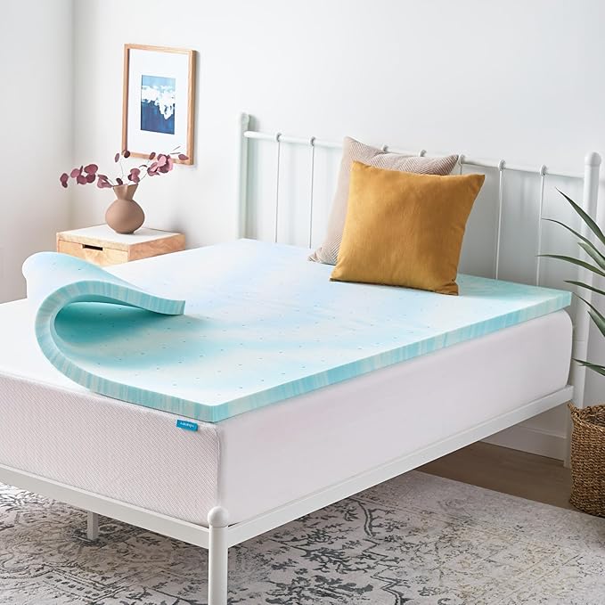 Linenspa 2 Inch Gel Swirl Memory Foam Mattress Topper – Cooling Gel Infused – Pressure Relieving Bed Topper - Mattress Pad – CertiPUR Certified - King Size
