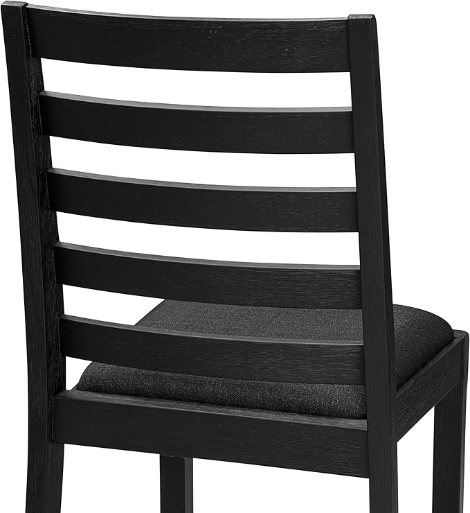 East West Furniture LGX15-BLK-24 -5 Piece Dining Set Includes a Rectangular Kitchen Table with Black Tabletop and 4 Stackable Polyester Fabric Chairs, Black