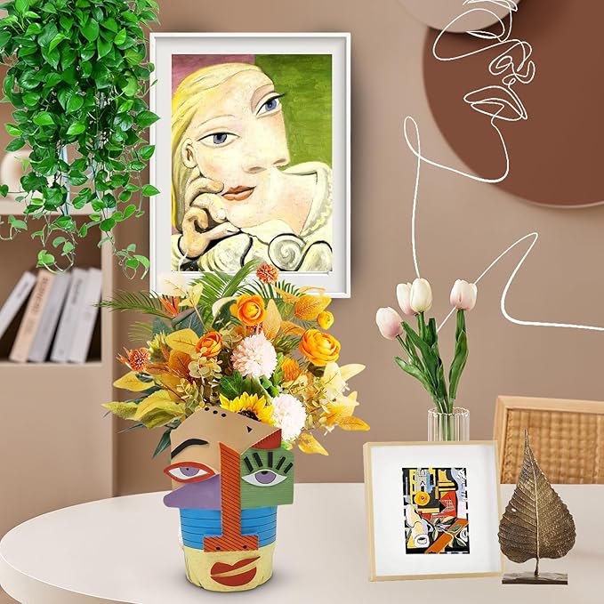 Abstract Face Planters Pots Head,Unique Head Planter for Indoor Plants,Funny Face Flower Pot,Colorful Plant Pots for Outdoor Garden Decor and Home Art Decoration(Eclectic)