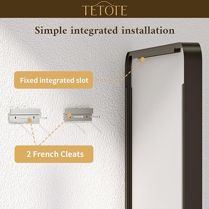 TETOTE 48 x 36 Black Mirror Large Matte Black Bathroom Mirror, Tempered Glass, Wall Mounted for Bathroom, Entryway, Bedroom, Living Room(Horizontal/Vertical)