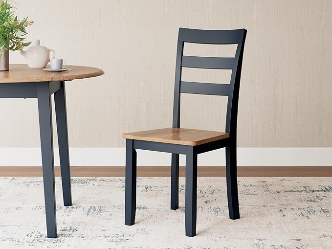 Signature Design by Ashley Gesthaven Solid Wood Frame Dining Chair, Set of 2, Blue/Natural