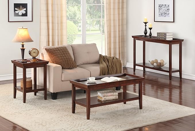 Convenience Concepts Ledgewood Coffee Table 42" - Modern Center Room Accent with Storage Shelf for Transitional, Traditional Living & Family Room, Espresso