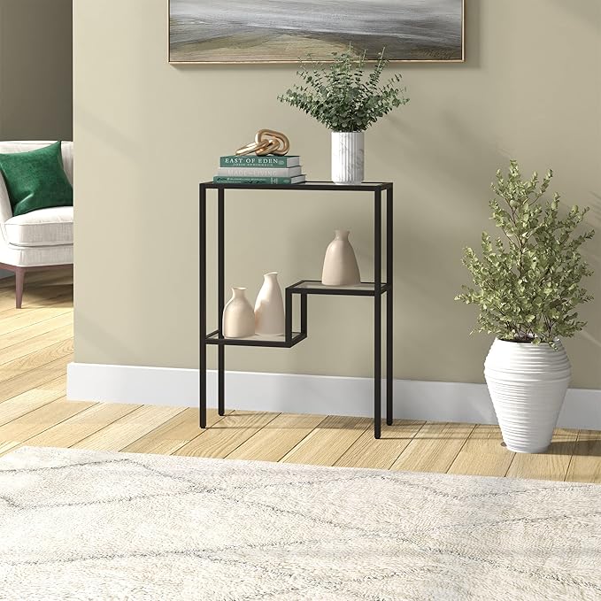 Henn&Hart 22" Wide Rectangular Console Table in Blackened Bronze, Entryway Table, Accent Table for Living Room, Hallway