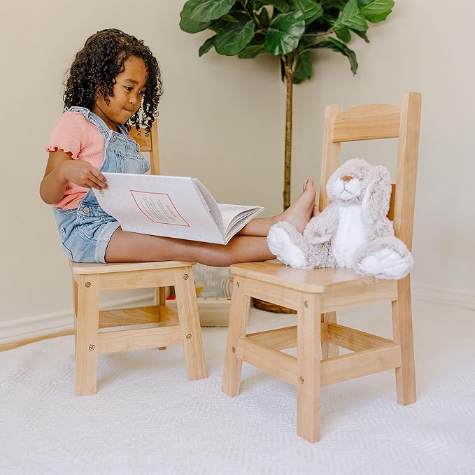 Melissa & Doug Wooden Chairs, Set of 2 - Blonde Furniture for Playroom