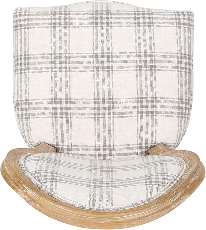 Christopher Knight Home Phinnaeus Dining Chair Set, Set of 4, Wood, Gray Plaid + Light Beige + Natural