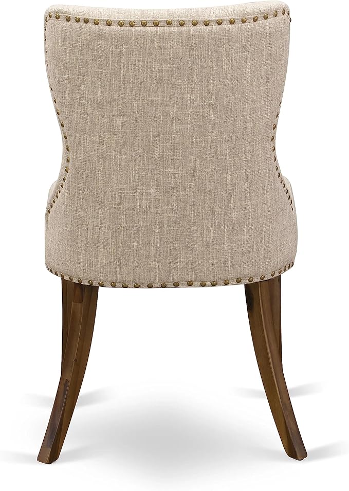 East West Furniture OXSI5-AWA-04 5 Piece Dinette Set for Small Spaces Contains a Square Modern Dining Table and 4 Upholstered Parson Chairs, 36x36 Inch, Antique Walnut