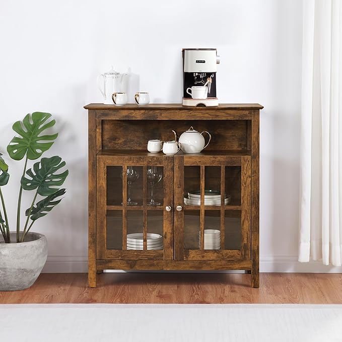 Convenience Concepts Big Sur Highboy Stand 36" Modern Entertainment Center for TVs up to 40", Storage Cabinet for Dining, Living, & Family Room, Console Hall Table with Shelves, unspecified, Barnwood