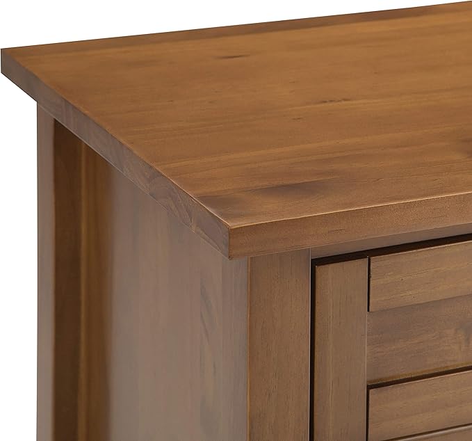 SIMPLIHOME Warm Shaker SOLID WOOD 24 inch Wide Transitional Bedside Nightstand Table in Light Golden Brown for the Living Room and Bedroom