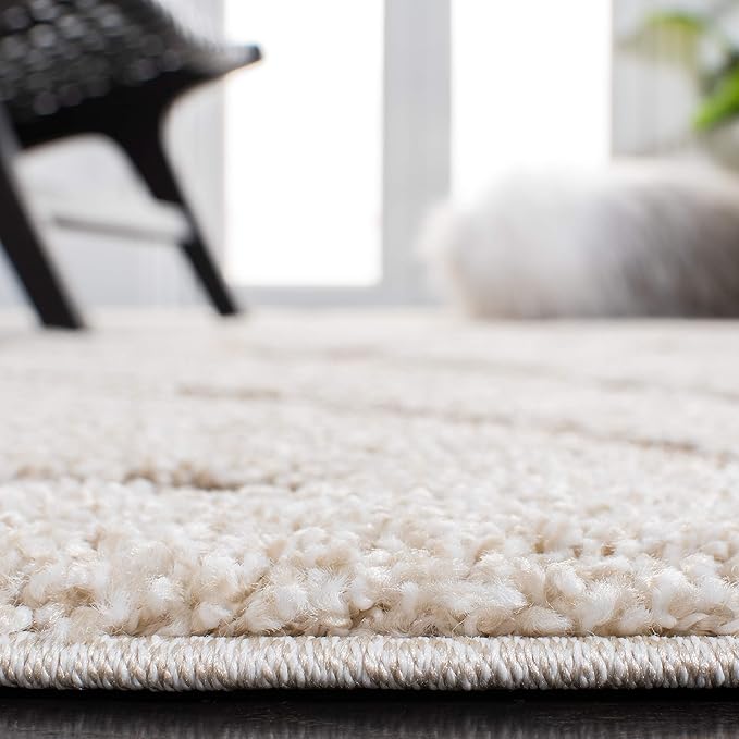 SAFAVIEH Florida Shag Collection Area Rug - 8' x 10', Ivory & Beige, Scroll Design, Non-Shedding & Easy Care, 1.2-inch Thick Ideal for High Traffic Areas in Living Room, Bedroom (SG455-13LT)