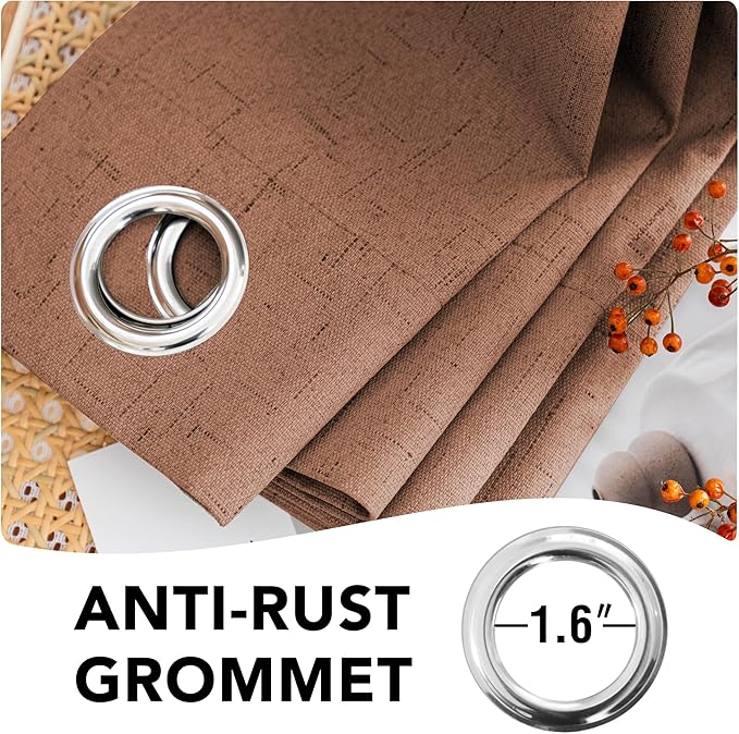 H.VERSAILTEX 100% Blackout Curtains for Bedroom Thermal Insulated Linen Textured Curtains Heat and Full Light Blocking Drapes Living Room Curtains 2 Panel Sets, Washed Spice, 52x45 Inch