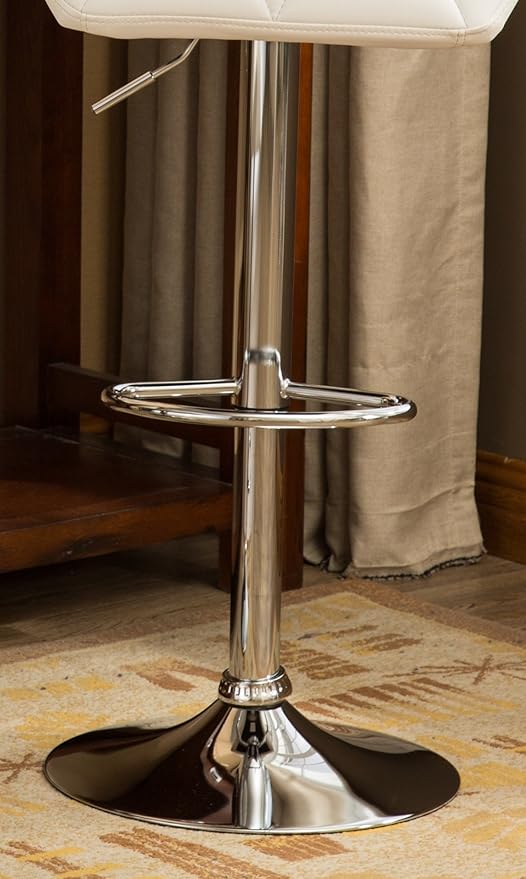 Roundhill Furniture Glasgow Contemporary Tufted Adjustable Height Hydraulic White Bar Stools, Set of 2