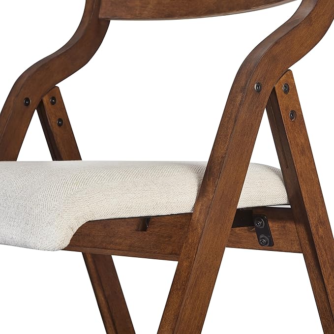 Ball & Cast Folding Chairs Set of 2 with Back & Padded Cushion,Portable Foldable Dining Upholstered Stool W/Solid Wood Frame,Ergonomic Design,for Kitchen,Office,Outdoor Events,Walnut