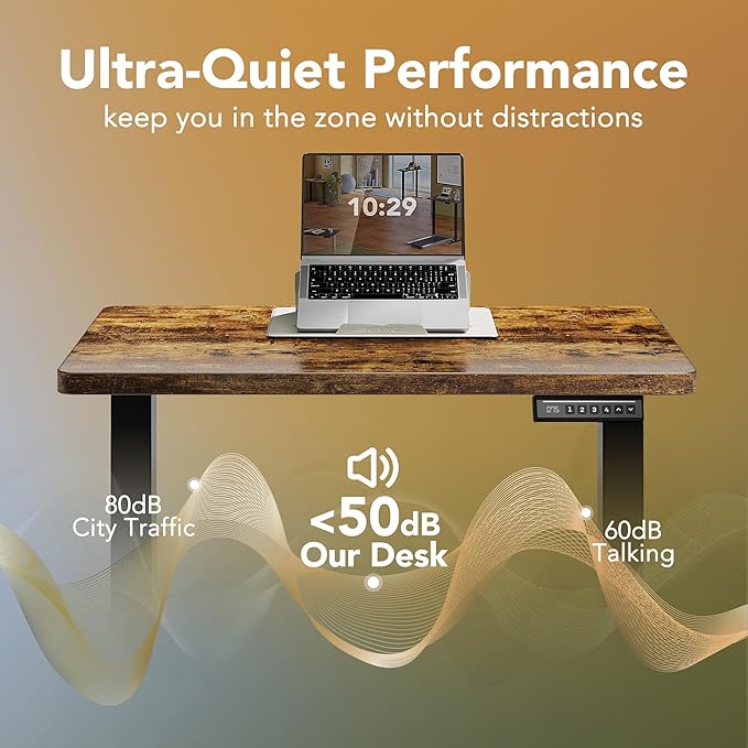 HUANUO 71 x 30 inch Electric Standing Desk Adjustable Height, 4 Memory Height Settings, Sit Stand Up Desk for Home Office & Computer Workstation, Rustic Brown