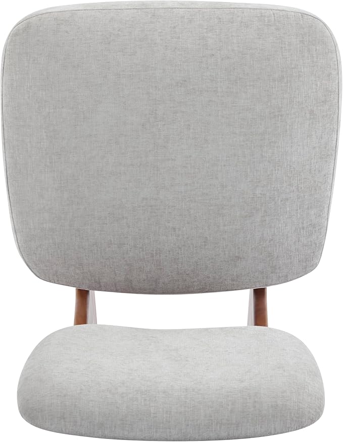 Christopher Knight Home Mores Low Profile Accent Chair Set of 2, Modern Living Room Armless Lounge Chair, Fabric Comfy Reading Chair for Bedroom, Wooden Frame and Thick Padded Seat, Walnut+Gray