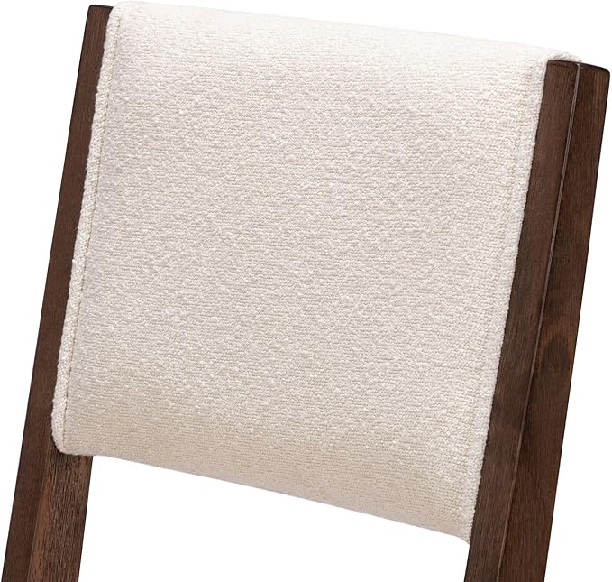 Plank+Beam Sereno Bar Stool, 30", Set of 2, Sturdy Wood Modern Kitchen Bar Height Stool, Upholstered Cushion Bar Chair with Back, Walnut/Ivory