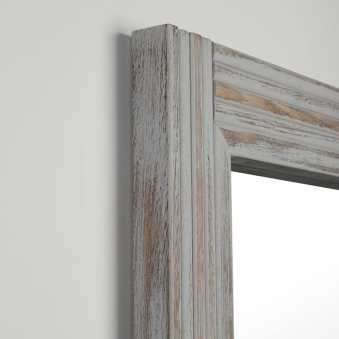 YOSHOOT Hand-Made Wooden Spliced Wall Mirror for Bathroom, Rustic Farmhouse Vanity Mirror, Décor Wall Art, Solid Wood Frame, Vertical or Horizontal Hanging