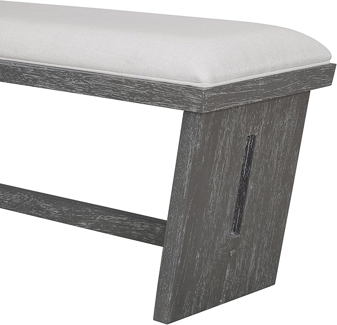 Ball & Cast 6-Piece Dining Table Set for 6 People, 60" Wood Dining Kitchen Table & Chairs Set, Rectangular Dining Room Table with Trapezoidal Base,4 Upholstered Chairs & 1 Bench, Kitchen, Gray