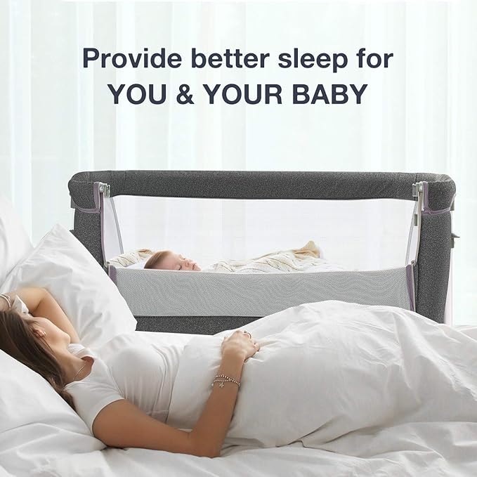 RONBEI Baby Bassinet Bedside Sleeper, Easy to Assemble Bassinets for Baby/Infants, Height Adjustable Bedside Bassinet for Newborn Baby