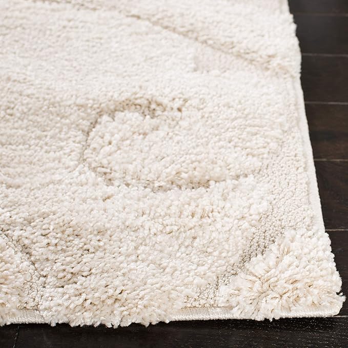 SAFAVIEH Florida Shag Collection Area Rug - 5'3" x 7'6", Creme & Creme, Scroll Design, Non-Shedding & Easy Care, 1.2-inch Thick Ideal for High Traffic Areas in Living Room, Bedroom (SG455-1111)