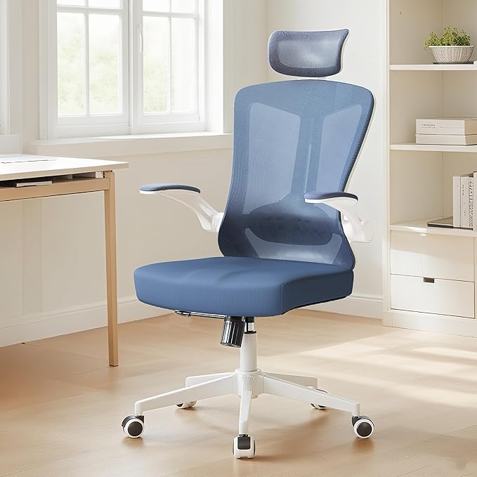 Ergonomic Office Chair - Comfy Desk Chairs with Wheels and Arms, 400LB Heavy Duty Mesh Computer Chairs with Comfortable Head Lumbar Back Support for Office, Bedroom, College Dorm and Study
