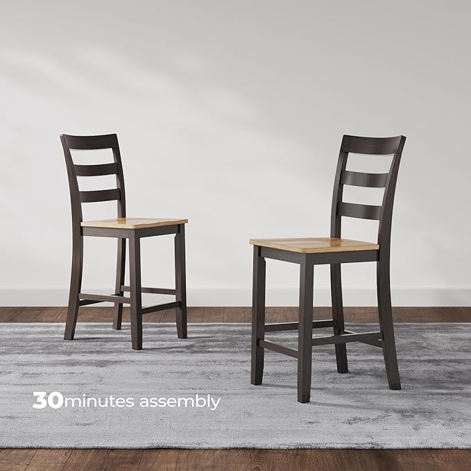 Signature Design by Ashley Gesthaven Solid Wood Frame Counter Height Barstool, Set of 2, Natural/Brown