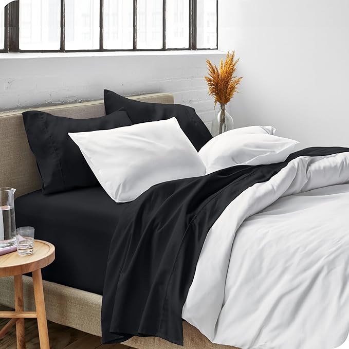 Bare Home Full Sheet Set - Luxury 1800 Ultra-Soft Microfiber Full Bed Sheets - Double Brushed - Deep Pockets - Easy Fit - 4 Piece Set - Bedding Sheets & Pillowcases (Full, Black)