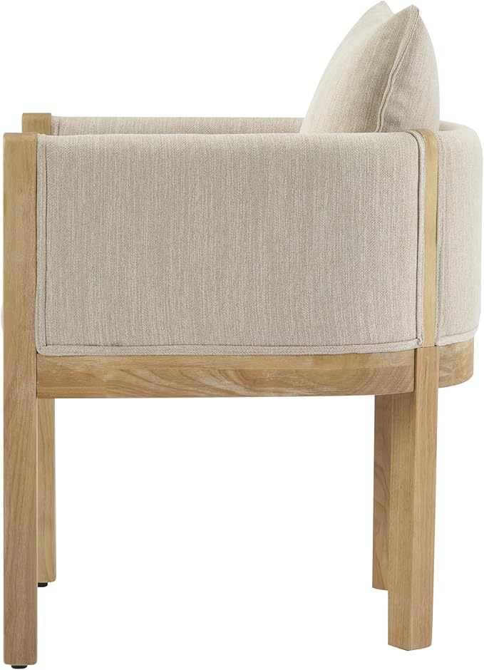 Christopher Knight Home Lucid Linen Upholstered Dining Chairs Set of 2, Rubber Wood Dining Room Chairs, Modern Armchair, Extra Seating for Dining Room, Versatile Indoor Furniture, Beige + Natural