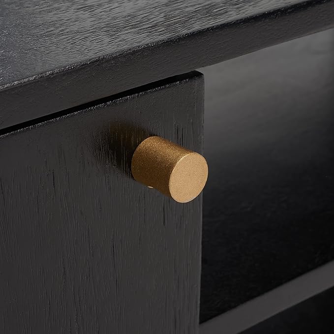 SAFAVIEH Home Collection Errington Black/Gold Accents Solid Wood 2-Shelf Media Stand