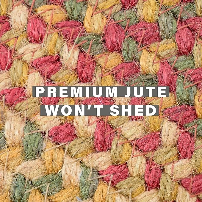 Cider Barn Cranberry Red Round Braided Rug, Jute, 6' - Perfect Country Rustic Decor for Living Room, Dining Room, Everywhere