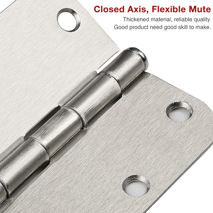 30 Pack Satin Nickle Door Hinges Brushed 3.5 Inch Interior Rounded 5/8" Radius 3-1/2" Flat Iron Hinge Hardware House Bifold Table Farmhouse Bedroom Office Living Room Decor 3½" Accessories for Doors
