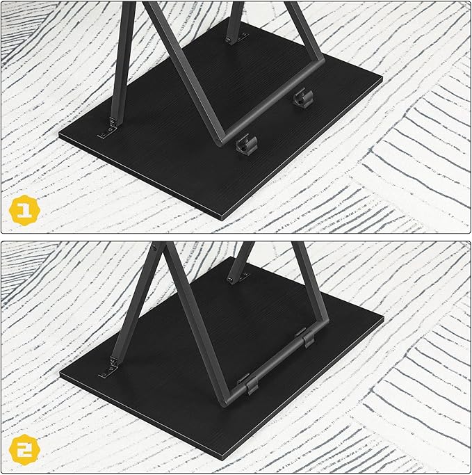HOOBRO Folding TV Tray Tables, Set of 4 TV Trays with Storage Rack, Industrial Side Table for Eating at Couch, Foldable Snack Table for Small Space, Easy Assembly, Black BK50BZ01