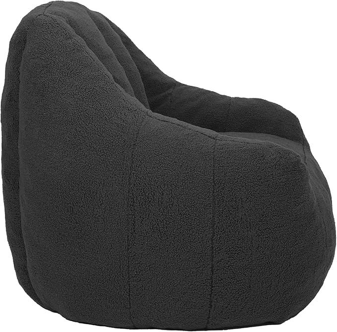 Furniliving Bean Bag Chair, Oversized Bean Bag Couch for Adults Comfy Bean Bag Sofa with Back Support, Large Bean Bag Chair Lazy Sofa for Living Room Bedroom, Darkgrey, Teddy
