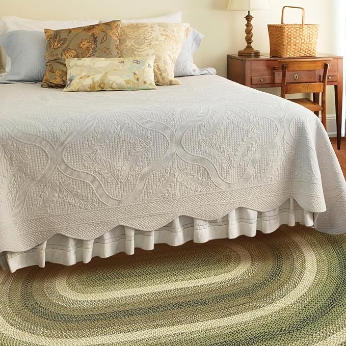 Homespice Pinecone Green Oval Rugs 6x9' – Rustic Jute Oval Area Rugs for Bedroom and Living Room for Country Decor