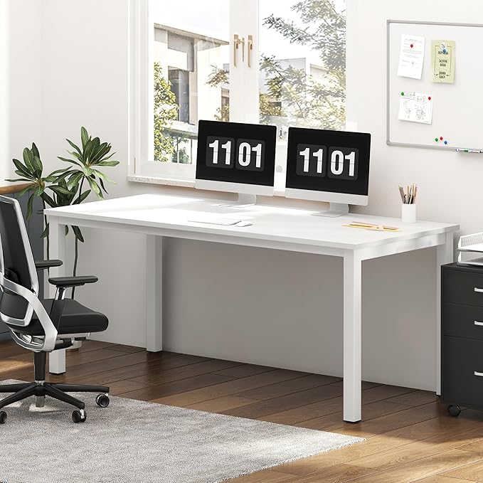 Need Large Computer Desk 70.8 x 31.5 inches Conference Table Large Office Desk Writing Table Workstation for Home Office,White ND-10FJGSAC3-180WW