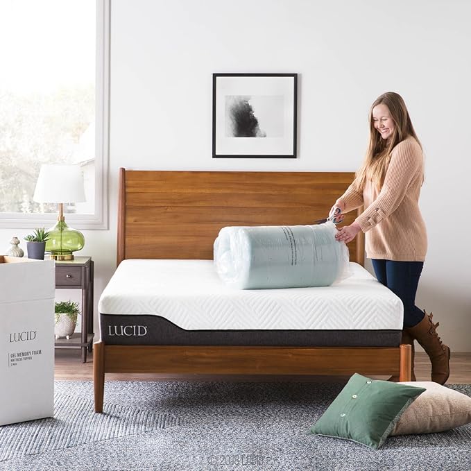 LUCID 2-Inch Ventilated Gel Infused Memory Foam Mattress Topper - King