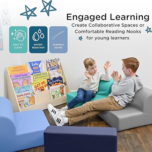 Children's Factory Library Loungers, Flexible Seating Classroom Furniture, Comfy Kids Chairs, Tranquility, Set of 4