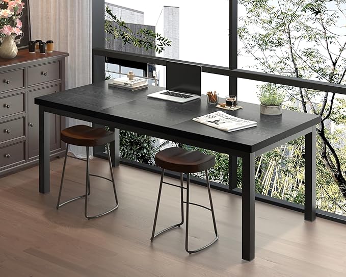 63 Inch Large Computer Desk, Gaming Long Desk with A Modern Design Wide Desk at Home, Perfect for Office Work, Studying, and Writing, Etc., Black.