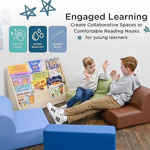Children's Factory Library Loungers, Flexible Seating Classroom Furniture, Comfy Kids Chairs, Woodland, Set of 4