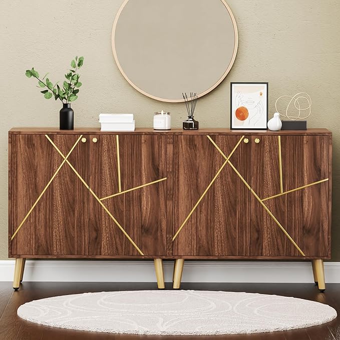 Storage Cabinet, Free Standing Buffet Cabinet, Morden Sideboard and Buffet Storage, Wood Accent Cabinet for Living Room, Hallway, Entryway (1, Brown)