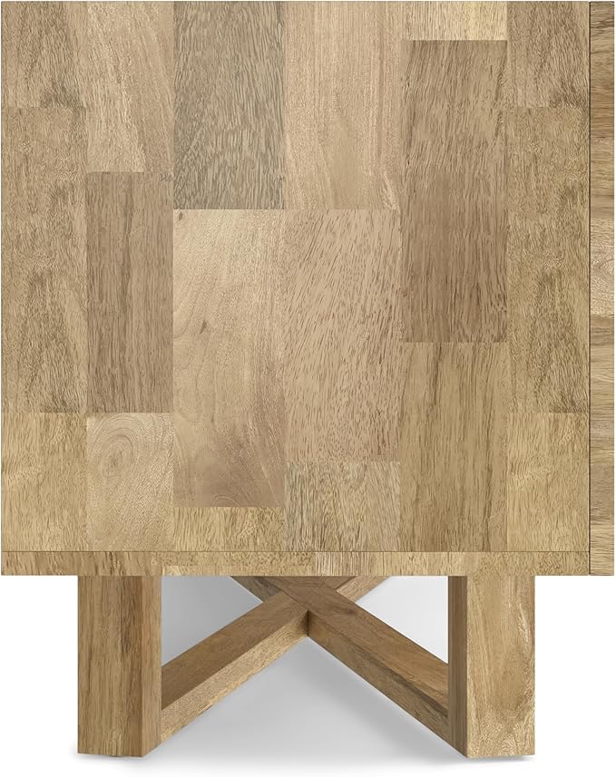 SIMPLIHOME Harrow Solid Mango Wood 60 inch Wide Contemporary Modern TV Media Stand in Natural for TVs up to 65 inches for The Living Room and Entertainment Center