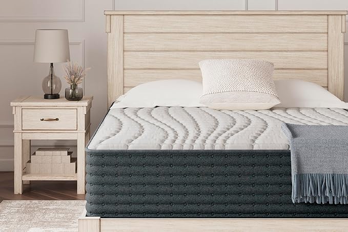 Signature Design by Ashley Hybrid 1300 13 Inch Plush Gel Memory Foam Mattress with Edge Support for Pressure Relief, King, Fiberglass Free, Mattress in A Box