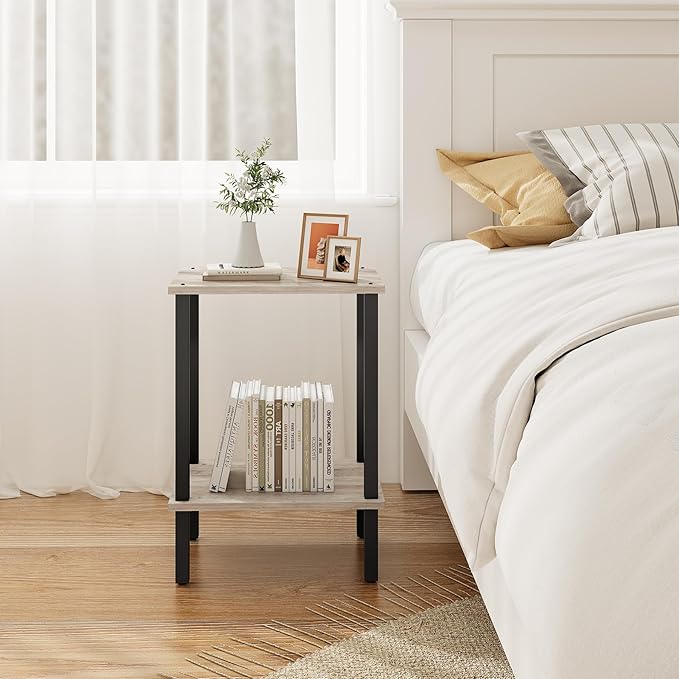 TUTOTAK End Table, Side Table, Nightstand, 2-Tier Storage Shelf, Sofa Side Table for Small Space, Living Room, Bed Room TB01BG034