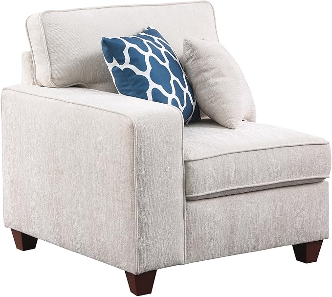 127" L-Shaped Sectional Couch with Movable Ottoman & 6 Throw Pillows,7 Seat Chenille Upholstered Sofa W/2 Cup Holder,USB Port & Hidden Storage Box,DIY Combination,for Living Room,Apartment,Beige